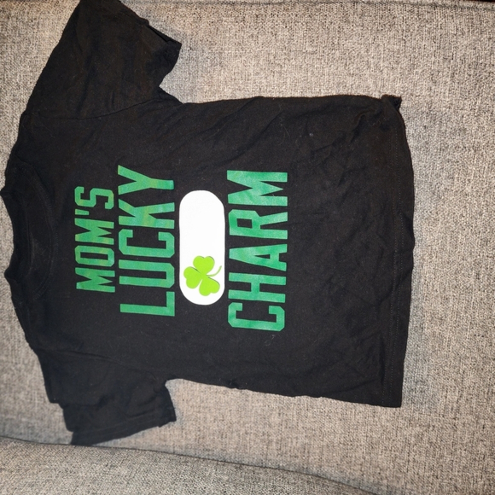 Black Tee with Green Print - Mom's Lucky Charm